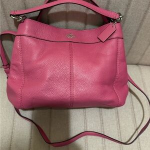 Coach Pink Leather Shoulder Bag + small wristlet and card holder.